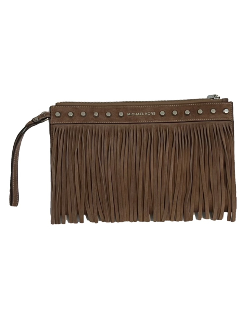 Michael Kors Clutch Bag, Tan Suede, Fringed - Picture 7 of 7
